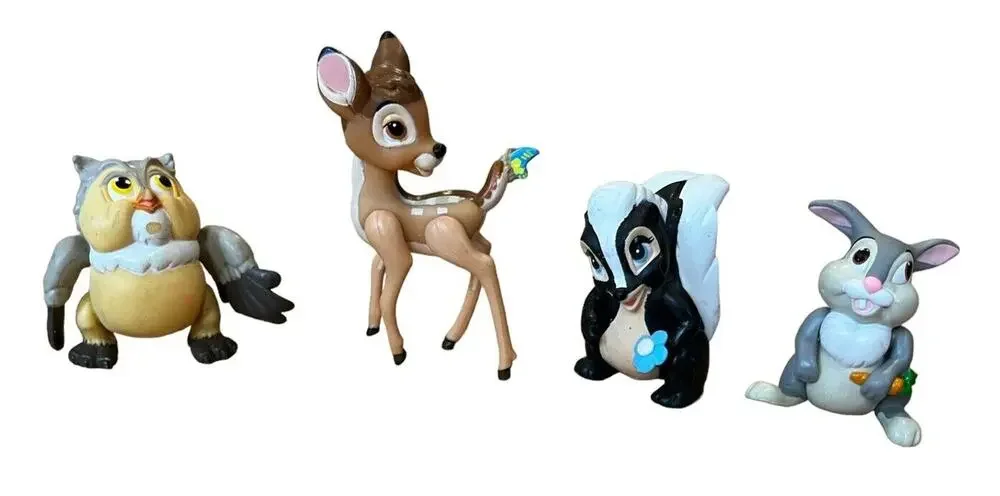 Bambi 4 Pc Lot Deer Friend Owl Flower Skunk Thumper Bunny PVC Figures Disney PW